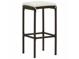 Lot de 6 tabouret de bar, chaise de bar avec coussins marron résine tressée