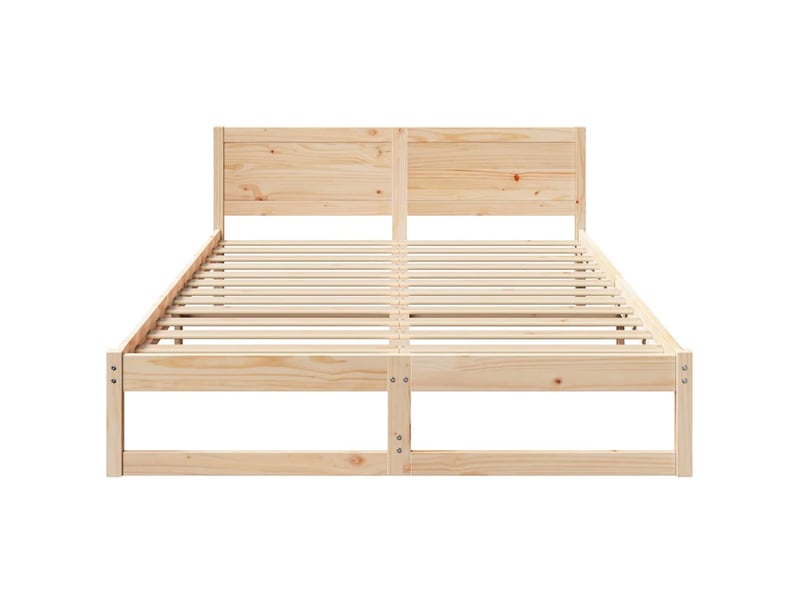  Lit double- lit adulte -  cadre de lit avec tête de lit naturel 150 x 200 cm pin massif  - Conforama D