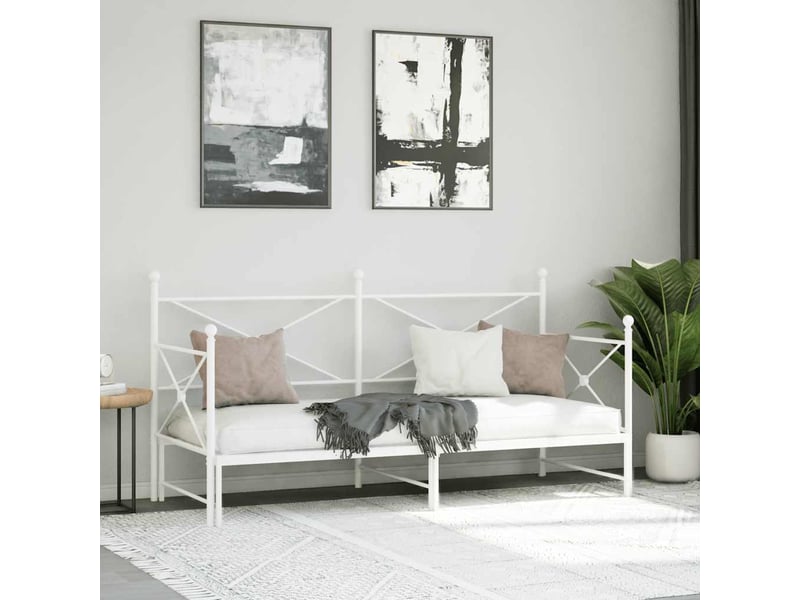  Lit simple- lit adulte -  lit de jour avec lit gigogne sans matelas blanc 80x200 cm acier  - Conforama C