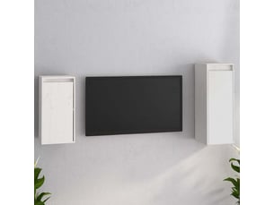 Lot de 2 meuble tv bas salon blanc bois massif de pin shl45318