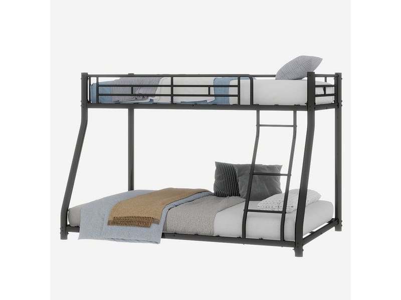  Lit superposé 90x190 cm140x190 cm - lit simple et double avec échelle et barrière de sécurité - sans matelas - noir  - Conforama A