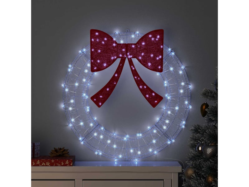 Couronne de noël, décoration de noël 60 led blanc froid 76 x 76 x 8,5 cm acrylique cf61757 - Conforama B