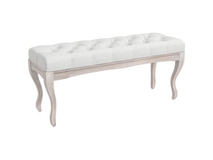 Banc de chevet avec pieds en bois et assise rembourrée, charge maximale 120 kg, pour entrée, 110 x 37 x 49 cm, crème
