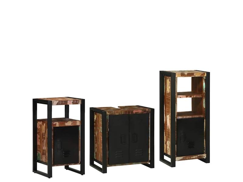  Ensemble de mobilier de salle de bain 3 pc multicolore et noir cf64406  - Conforama A
