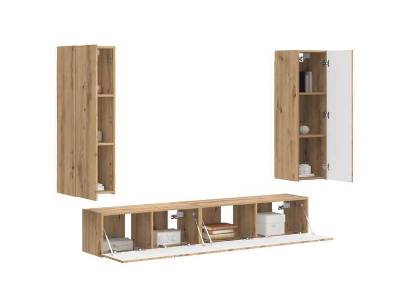  Ensemble meuble tv - banc tv - meuble de rangement 3 pcs chêne artisanal bois d'ingénierie  - Conforama C