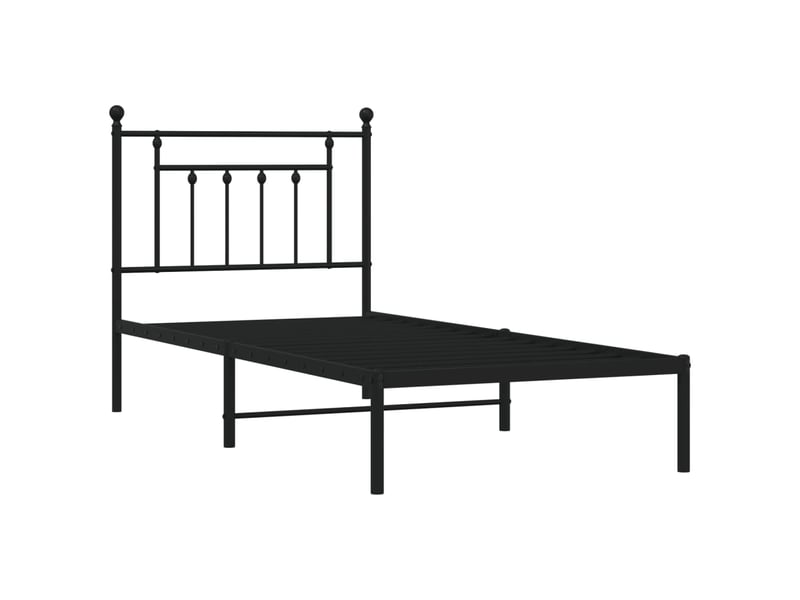  Lit simple- lit adulte -  cadre de lit métal sans matelas avec tête de lit noir 90x190 cm  - Conforama B
