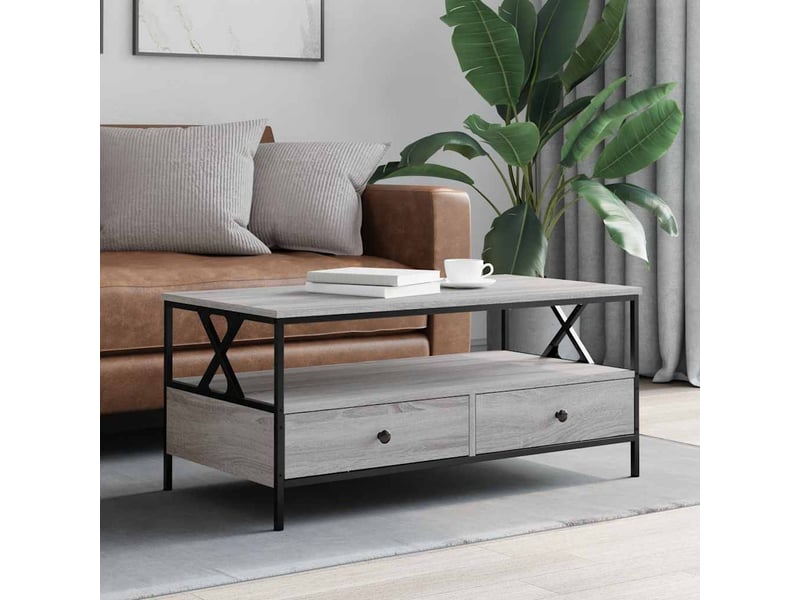  Table basse - table de salon - table à thé sonoma gris 100x51x45 cm bois d'ingénierie  - Conforama B