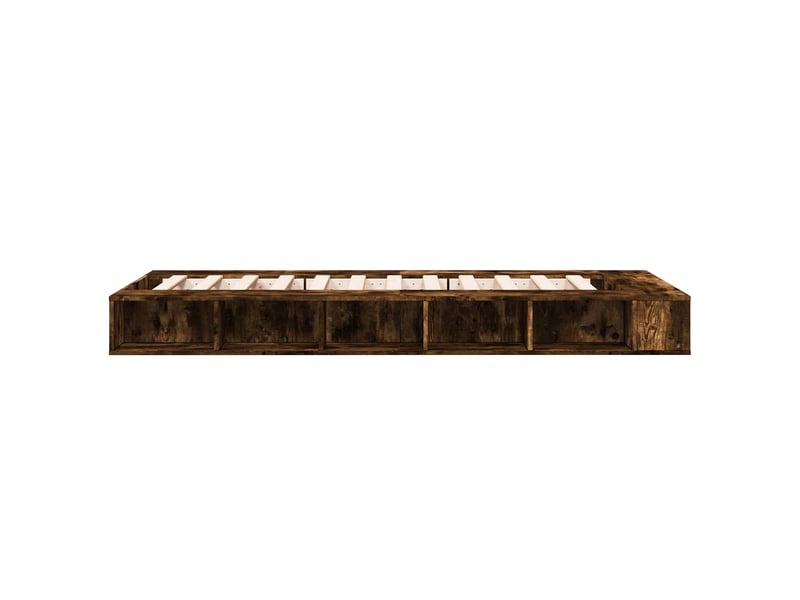  Lit simple- lit adulte -  cadre de lit avec rangement avec étagère chêne fumé 80 x 200 cm  - Conforama D
