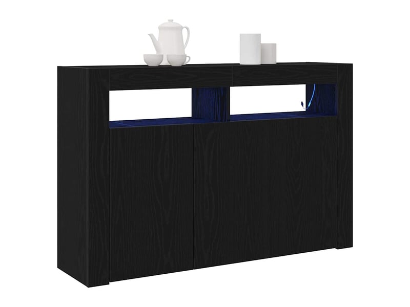  Buffet - bahut - meuble de rangement chêne noir 116 x 30 x 75 cm bois d'ingénierie  - Conforama C