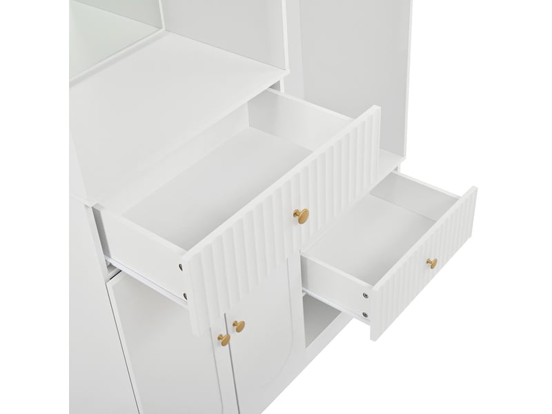  Vestiaire d'entrée avec miroir banc et led mdf blanc 100x35x180 cm GL5889W - Conforama E