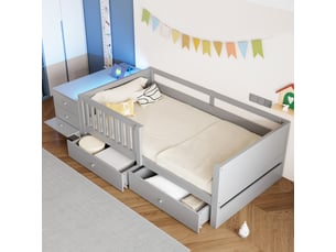 Lit avec rangement 90x200 cm <strong>DZMDIP</strong>  <strong></strong> coloris gris