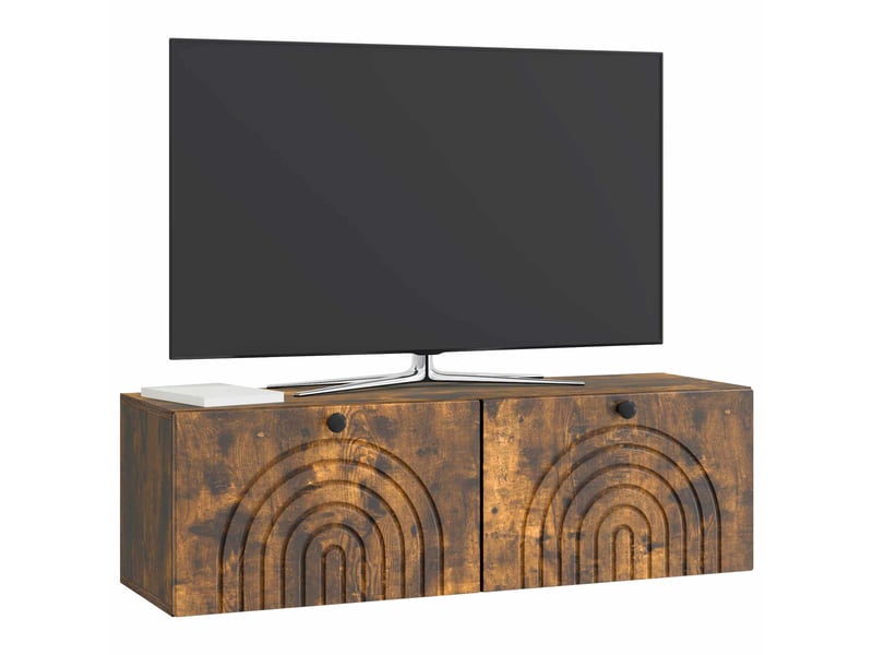  Meuble tv - banc tv - meuble de rangement mural chêne fumé 98 x 31 x 30 cm bois d'ingénierie  - Conforama C