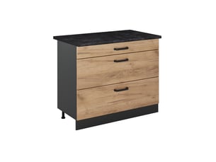 Vicco meuble cuisine, chêne doréanthracite, 100cm plan de travail anthracite