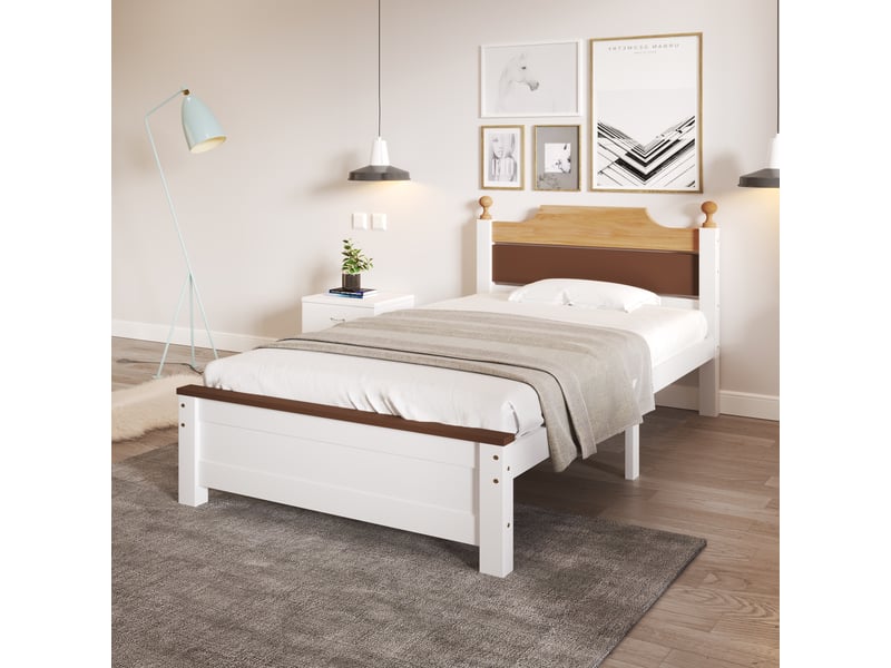  Lit simple 90x200cm coloris blanc lit enfant blanc - Conforama D