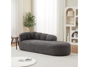 Fauteuil 1 place - 204x87x66 cm - canapé méridienne tissu chenille avec dossier vague - gris