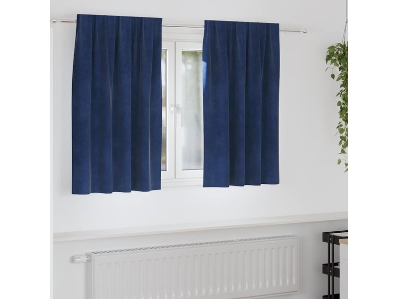  Lot de 2 rideaux, rideaux de fenêtre bleu foncé 140 x 140 cm velours cf43985  - Conforama B
