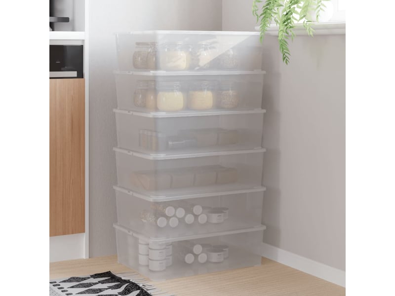  Boîtes de rangement en plastique 6 pcs 25 l empilables  - Conforama B