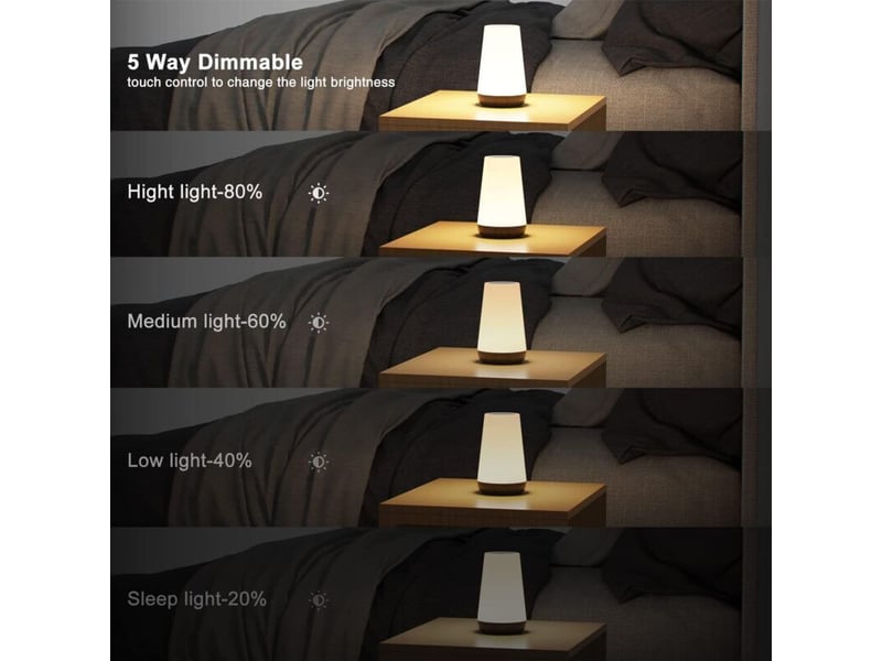 Veilleuse led tactile, lampe de chevet colorée rechargeable avec télécommande et luminosité réglable - Conforama C