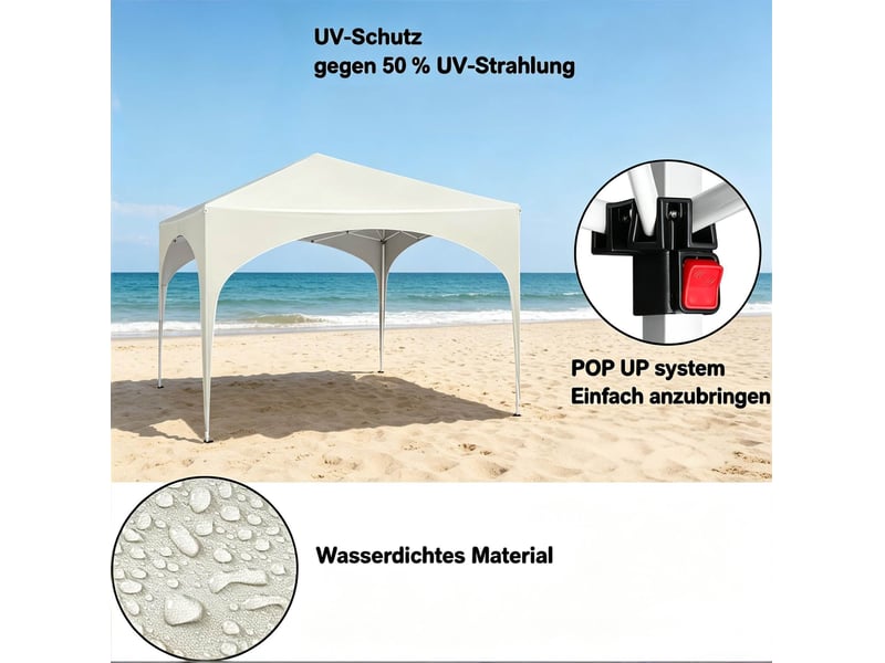  Tonnelle pliante 300x300x260 cm hauteur réglable métal beige  - Conforama D