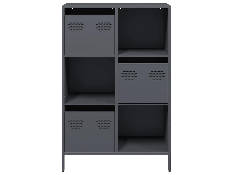  Buffet haut - bahut - meuble de rangement anthracite 68x39x103,5 cm acier  - Conforama E