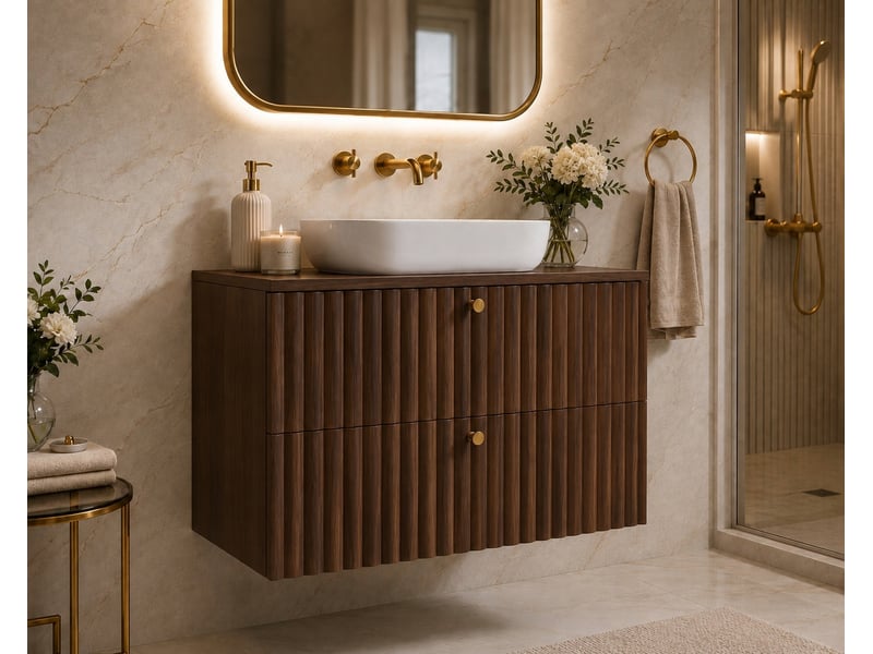  Meuble sous vasque suspendu bello noyer foncé 80 cm  - Conforama B