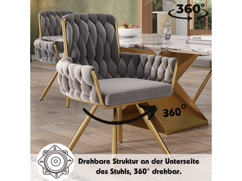  Lot de 4 chaises en velours coloris gris chaise gris - Conforama D
