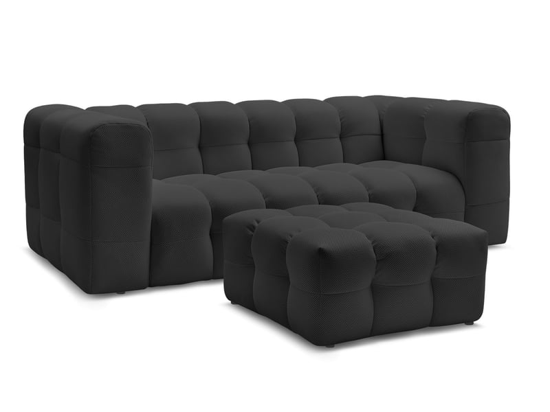  Bobochic canapé droit fixe 3 places cloud tissu mesh avec pouf noir CLOUD - Conforama A