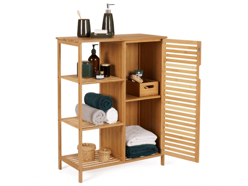 WAOHO Armoire Salle De Bain Bambou 34x33x87 Cm - Étagère Polyvalente Et Élégante