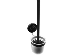 Porte-brosse wc 3 en 1 - avec brosse wc - 3 options de fixation différentes avec ventouse, patin adhésif et perçage - noir - accessoire wc - t3402671