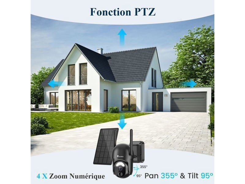  Caméra de surveillance solaire wifi 2k ptz 355x95 pir détection humaine vision nocturne couleur ip66 149519_AAAKF24784_6_DROPFR - Conforama C