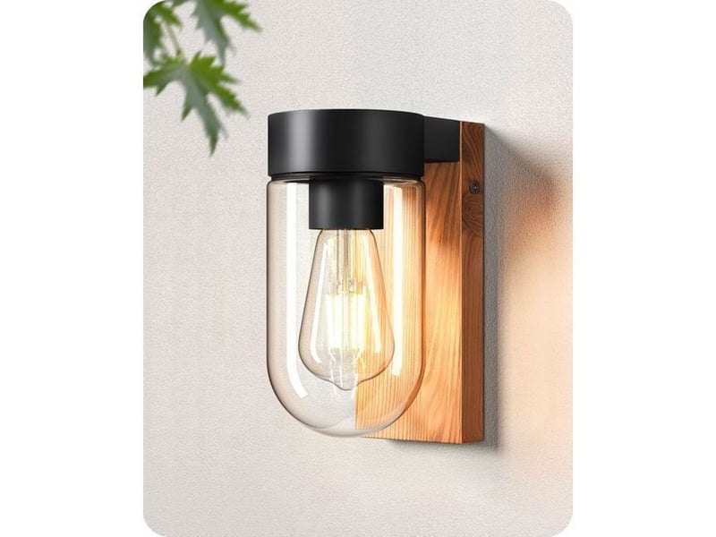  Applique murale exterieure bois aspect aluminium ip44 verre transparent e27 20 x 8 cm 370618_AACPL64741_6_DROPFR - Conforama A