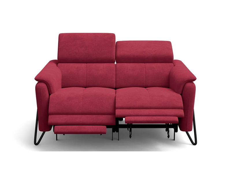  Canapé 2 places roden, 2x relax, tissu velours bordeaux  - Conforama C