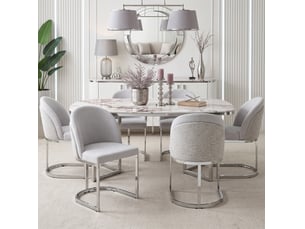 Chaise de salle à manger lot de 4 avec dossier double et assise rembourrée en chenille gris clair et argenté