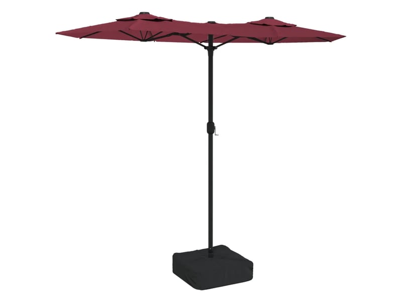  Parasol de jardin à double tête avec led ambiance cosy 316 x 145 x 240 cm en polyester rouge bordeaux 02_0047396  - Conforama A