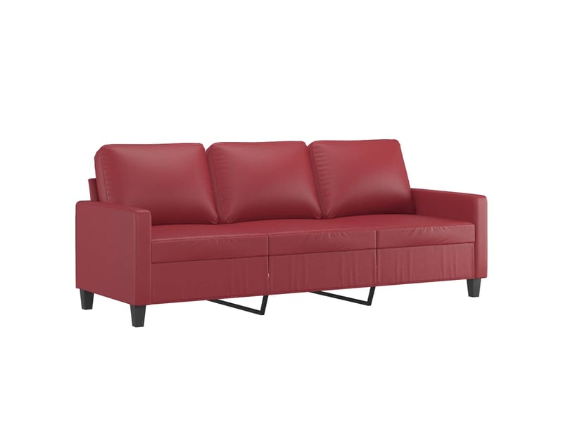  Canapé droit fixe, canapé à 3 places rouge bordeaux 180 cm similicuir shl3085  - Conforama A