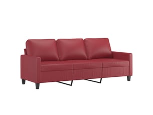 Canapé droit fixe, canapé à 3 places rouge bordeaux 180 cm similicuir shl3085