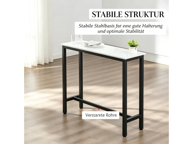  Table de bar mange-debout effet marbre blanc et noir 120 x 40 x 100 cm T5828P552798 - Conforama D