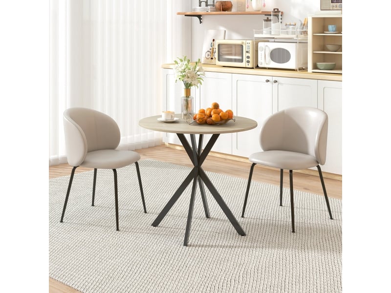 Table de salle à manger ronde 2 personnes avec pieds en acier réglables, en bois, pour cuisine, ø80×75 cm, en chêne - Conforama B