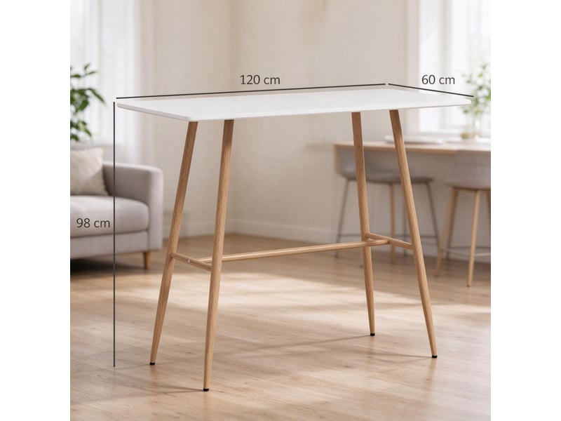  Table à manger table repas 4 places plateau rectangulaire pieds en acier aspect bois montage facile  - Conforama C