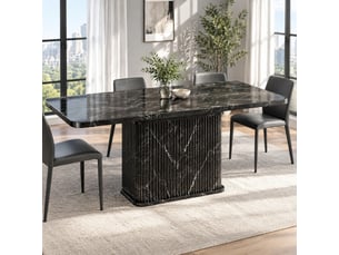 Table à manger extensible 140-180x80x76.5 cm effet marbre noir avec rangement