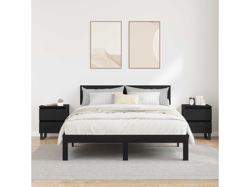  Table de chevet - cabinet de chevet - table de nuit 2 pc chêne noir 40 x 35 x 50 cm  - Conforama C