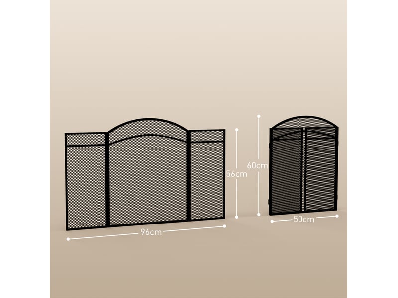  Grille de protection de cheminée pliable 3 panneaux, grille de protection feu, grille anti-étincelles pour salon, métal, 96 x 60 cm, noir  - Conforama C