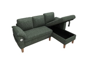 Canapé d'angle réversible fixe <strong>DESVIAE</strong> <strong></strong> 3 places Polyester vert avec coffre de rangement