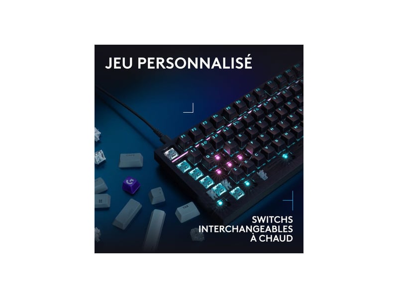  Clavier gaming 75% filaire usb azerty 8 khz rgb lightsync pbt noir g316 x 75 LOG5099206139145 - Conforama D