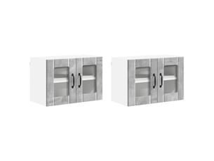 Meuble mural de cuisine, cabinet en verre mural 2 pcs gris béton bois d'ingénierie shl5955