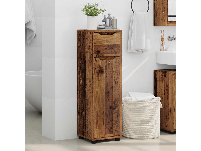  Cabinet de salle de bain, meuble de rangement bois ancien 30.5x30x101 cm  - Conforama D