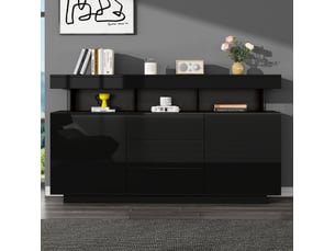 Buffet 2 porte(s) 3 tiroir(s) OKWISH - 140 cm coloris noir