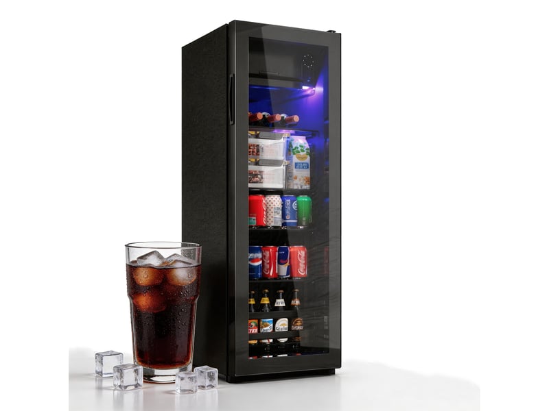 Mini-réfrigérateur de 128 l, compartiment congélateur de 8 l + réfrigérateur de 120 l, capacité de 94 canettes. Fonctionnement silencieux, système de refroidiss