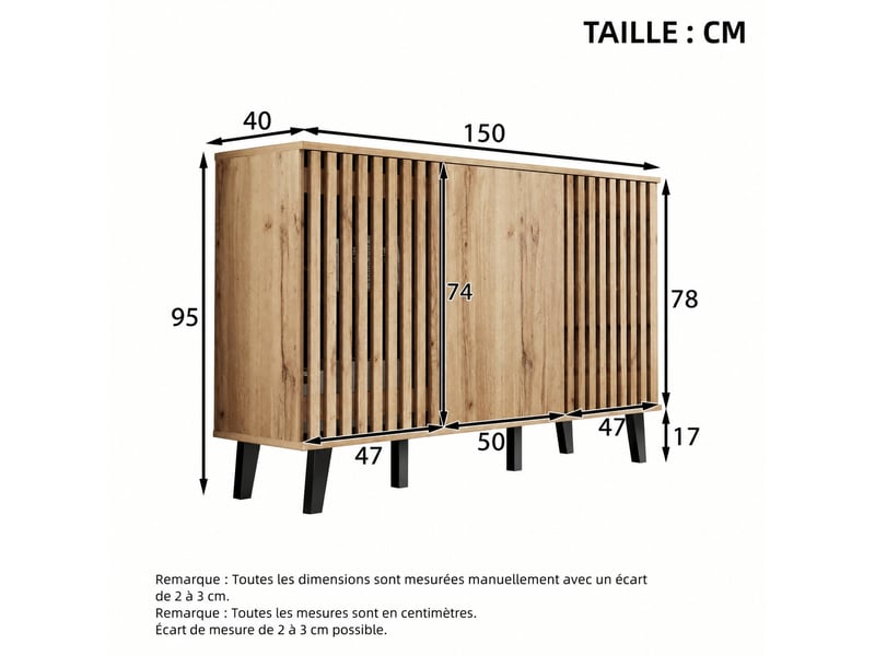  Ensemble meuble tv et table basse, meuble tv avec rangement, 170 cm, mdf effet noyer clair  - Conforama B