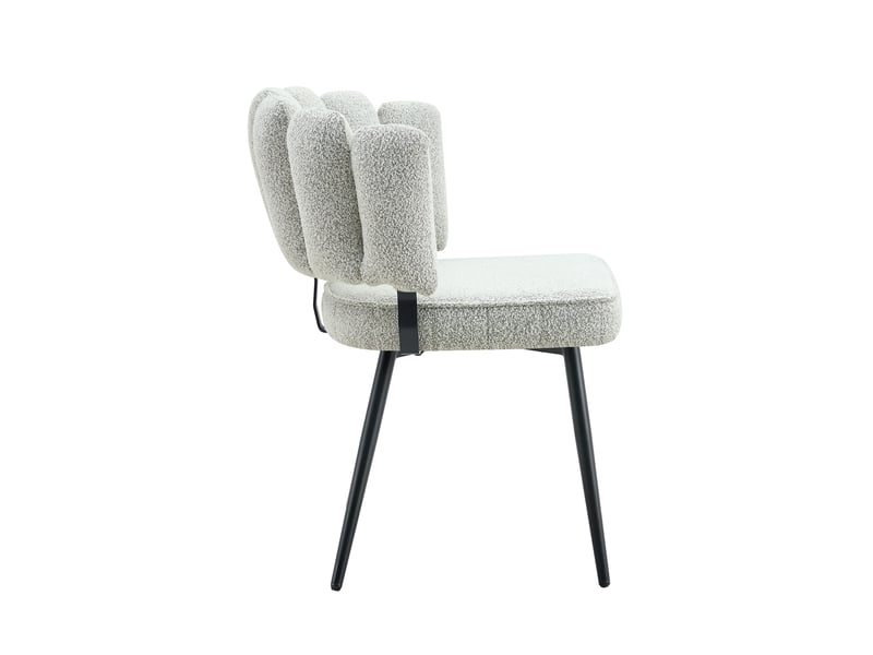  Lot de 2 chaises de salle à manger,60x48x80 cm,tissu bouclé,gris clair  - Conforama D